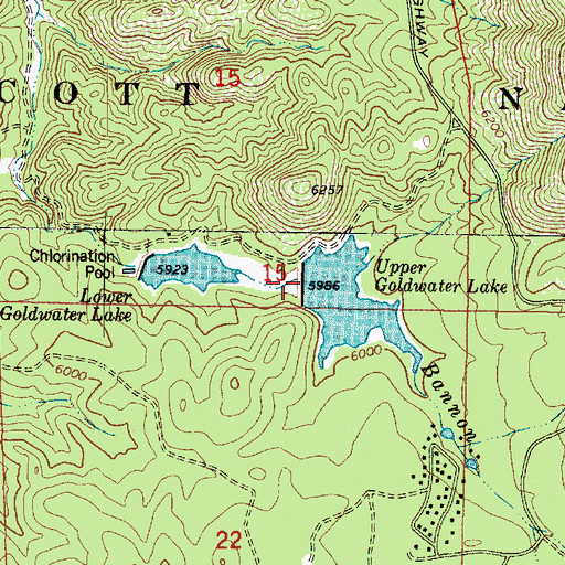 Topographic Map of Upper Lake Goldwater Dam, AZ