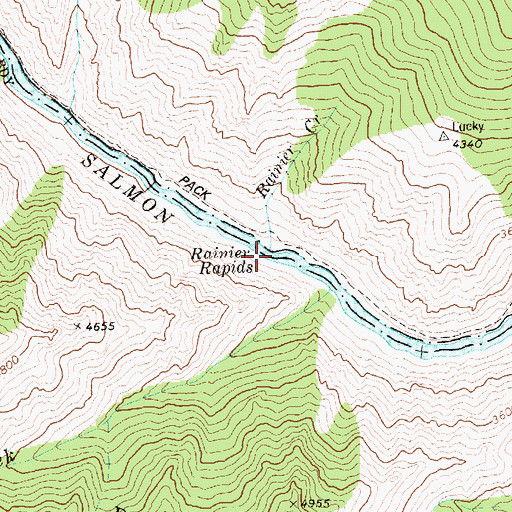 Topographic Map of Rainier Rapids, ID