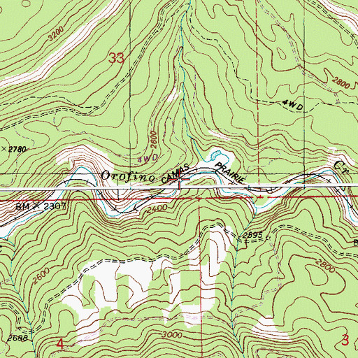 Topographic Map of Rainy Creek, ID