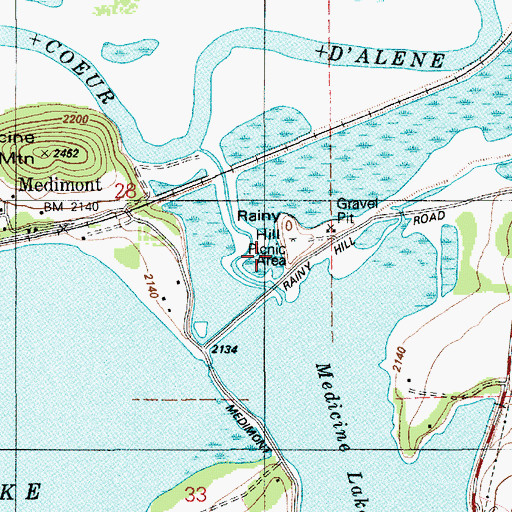 Topographic Map of Rainy Hill Guard Station, ID
