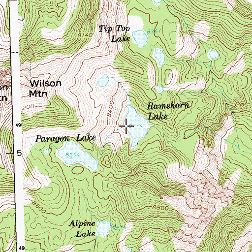 Topographic Map of Ramshorn Lake, ID