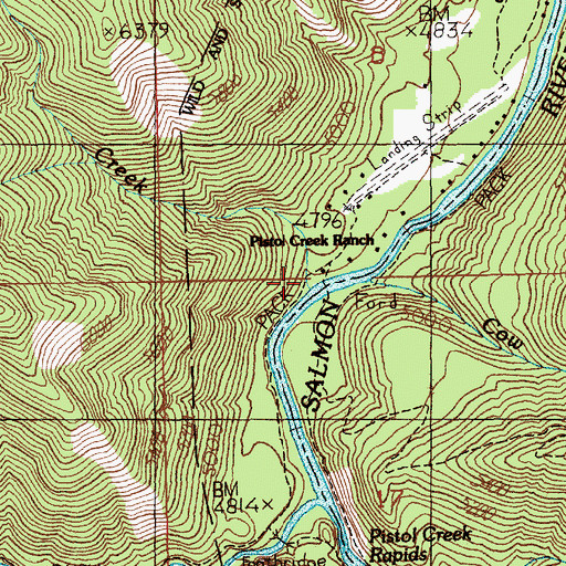 Topographic Map of Ranch Creek, ID