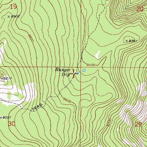 Topographic Map of Ranger Dip, ID