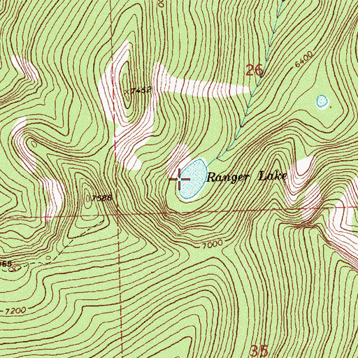 Topographic Map of Ranger Lake, ID