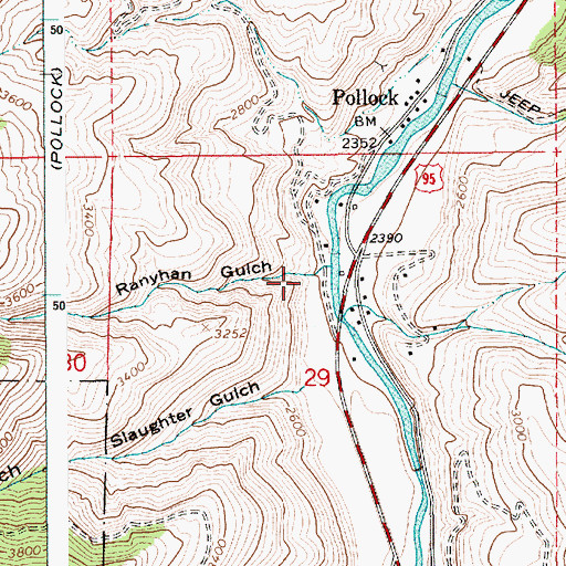 Topographic Map of Ranyhan Gulch, ID