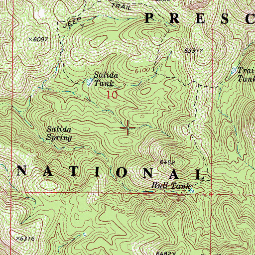 Topographic Map of Upper Salida Tank, AZ
