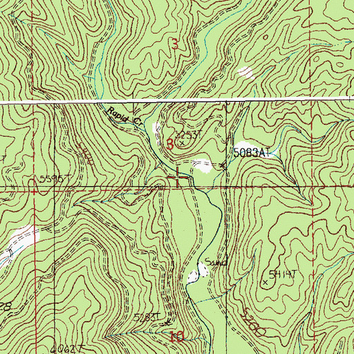 Topographic Map of Rapid Creek, ID