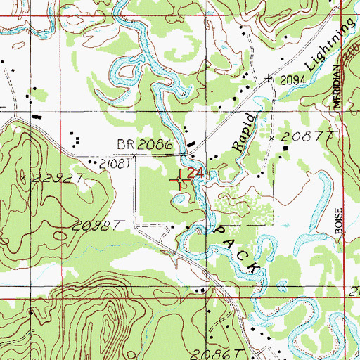 Topographic Map of Rapid Lightning Creek, ID