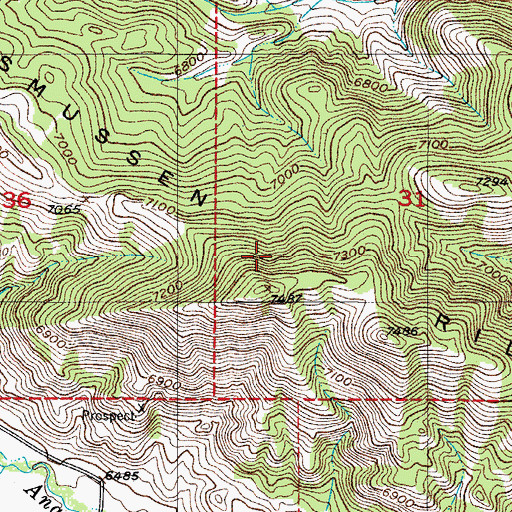 Topographic Map of Rasmussen Ridge, ID