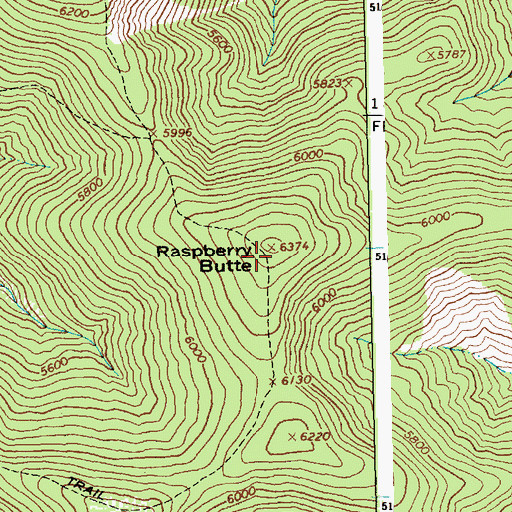 Topographic Map of Raspberry Butte, ID