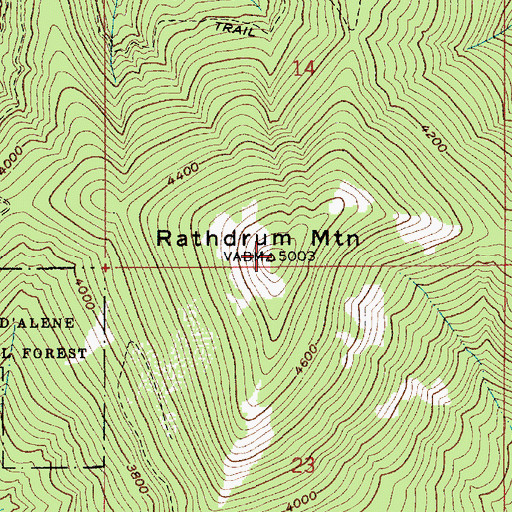 Topographic Map of Rathdrum Mountain, ID