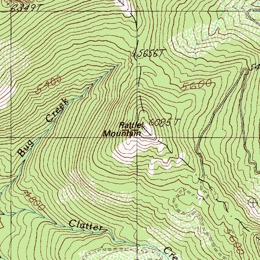 Topographic Map of Rattle Mountain, ID