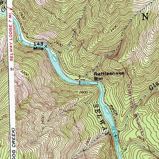 Topographic Map of Rattlesnake Bar, ID