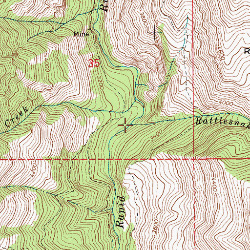 Topographic Map of Rattlesnake Creek, ID