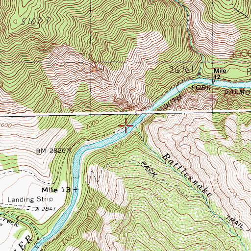 Topographic Map of Rattlesnake Creek, ID