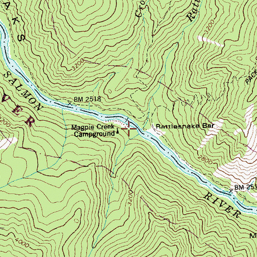 Topographic Map of Rattlesnake Creek, ID