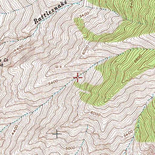 Topographic Map of Rattlesnake Creek Campground, ID
