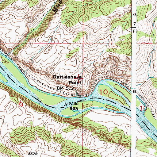 Topographic Map of Rattlesnake Point, ID