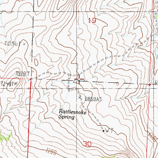 Topographic Map of Rattlesnake Spring, ID