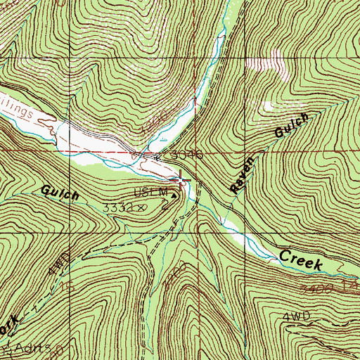 Topographic Map of Raven, ID