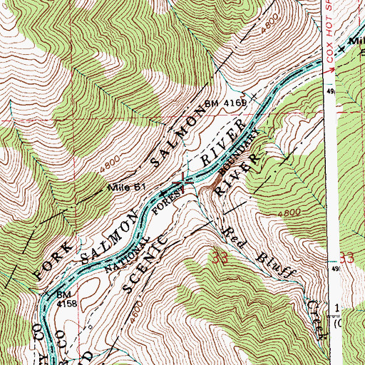 Topographic Map of Red Bluff Creek, ID