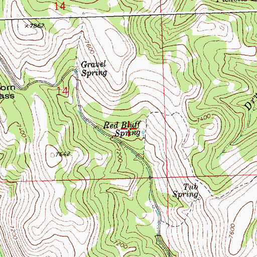 Topographic Map of Red Bluff Spring, ID