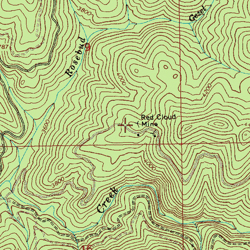 Topographic Map of Red Cloud Mine, ID