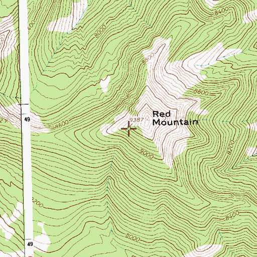 Topographic Map of Red Mountain, ID