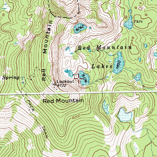 Topographic Map of Red Mountain Lakes, ID