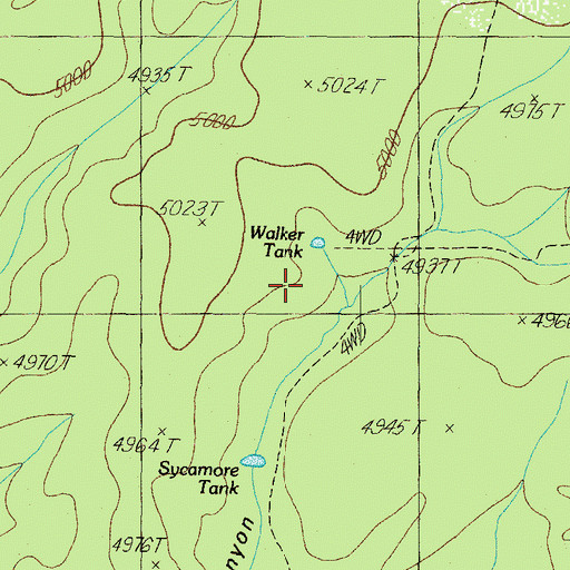 Topographic Map of Walker Tank, AZ
