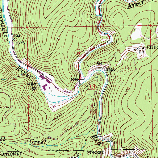 Topographic Map of Red River, ID