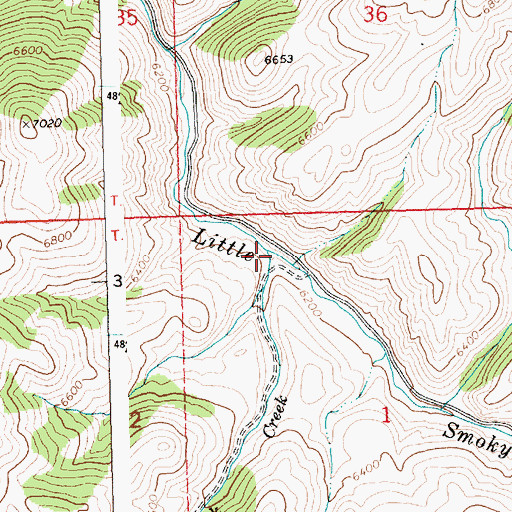 Topographic Map of Red Rock Creek, ID