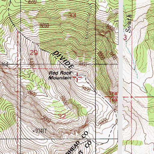 Topographic Map of Red Rock Mountain, ID
