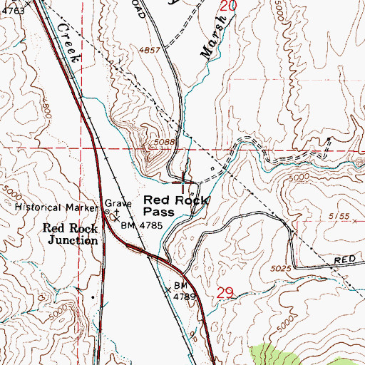 Topographic Map of Red Rock Pass, ID