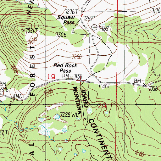 Topographic Map of Red Rock Pass, ID