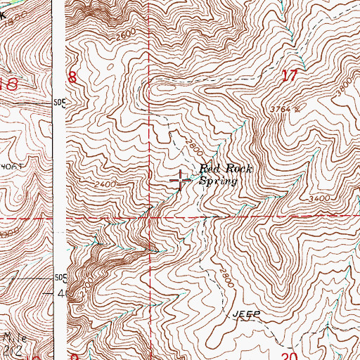 Topographic Map of Red Rock Spring, ID