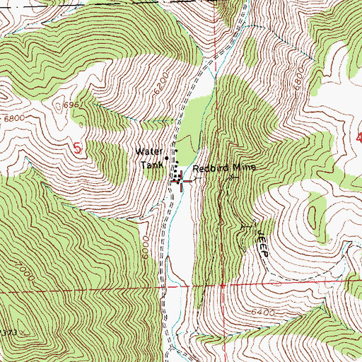 Topographic Map of Redbird Mine, ID