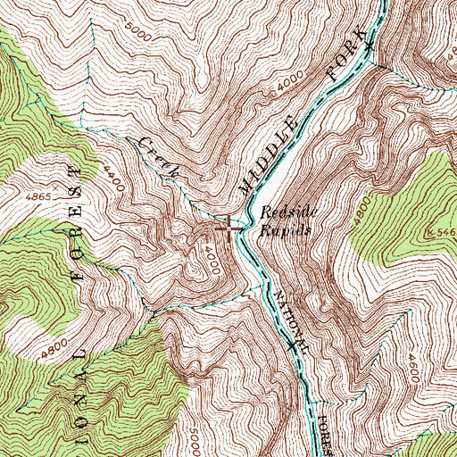 Topographic Map of Redside Rapids, ID
