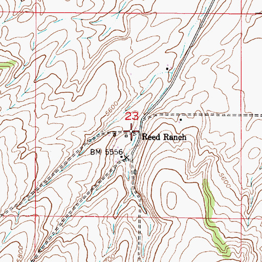 Topographic Map of Reed Ranch, ID
