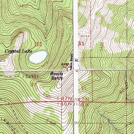 Topographic Map of Reeds Baldy, ID
