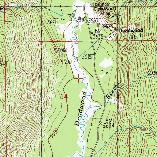 Topographic Map of Reeves Creek, ID
