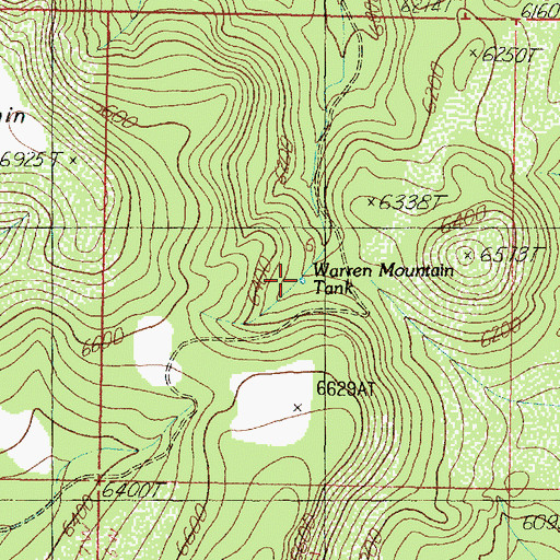 Topographic Map of Warren Mountain Tank, AZ