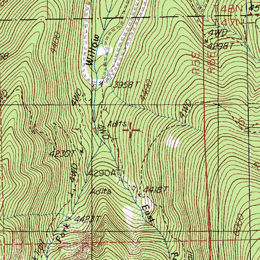 Topographic Map of Reindeer Queen Mine, ID