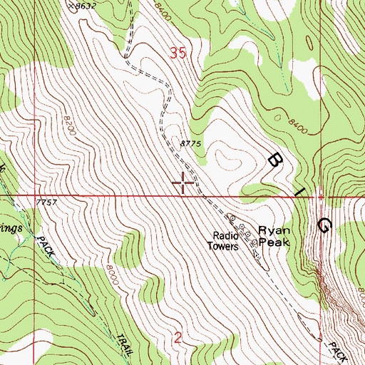 Topographic Map of Relay Ridge, ID