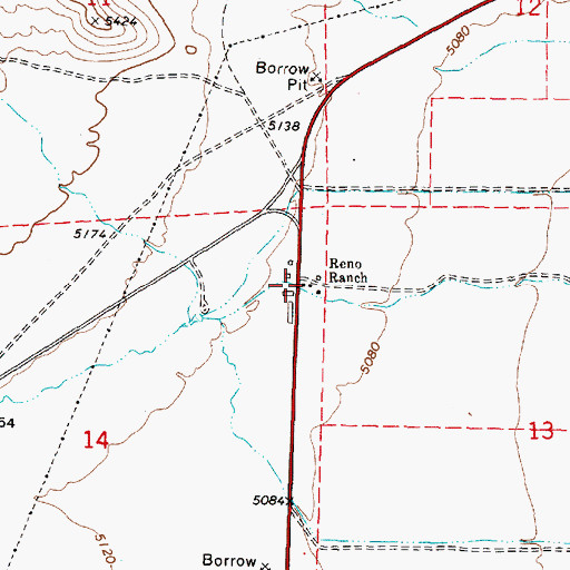 Topographic Map of Reno Ranch, ID