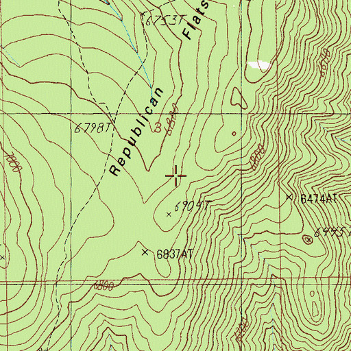 Topographic Map of Republican Flats, ID