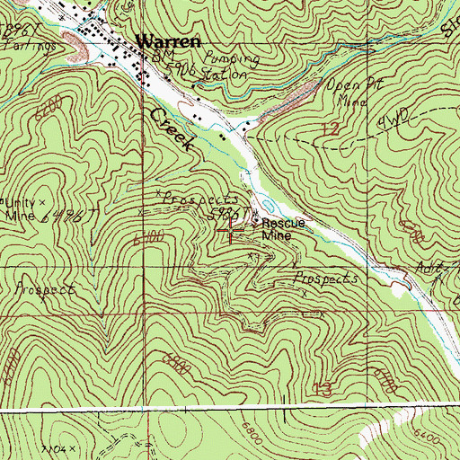 Topographic Map of Rescue Mine, ID