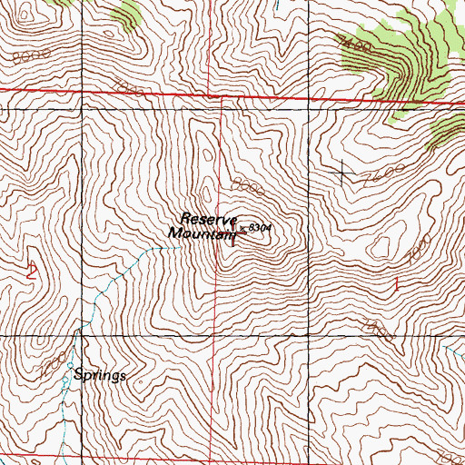 Topographic Map of Reserve Mountain, ID
