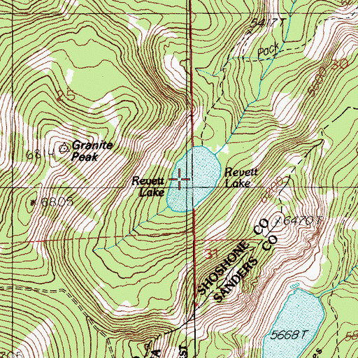Topographic Map of Revett Lake, ID