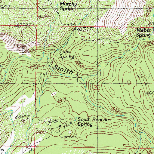Topographic Map of Weber Canyon, AZ